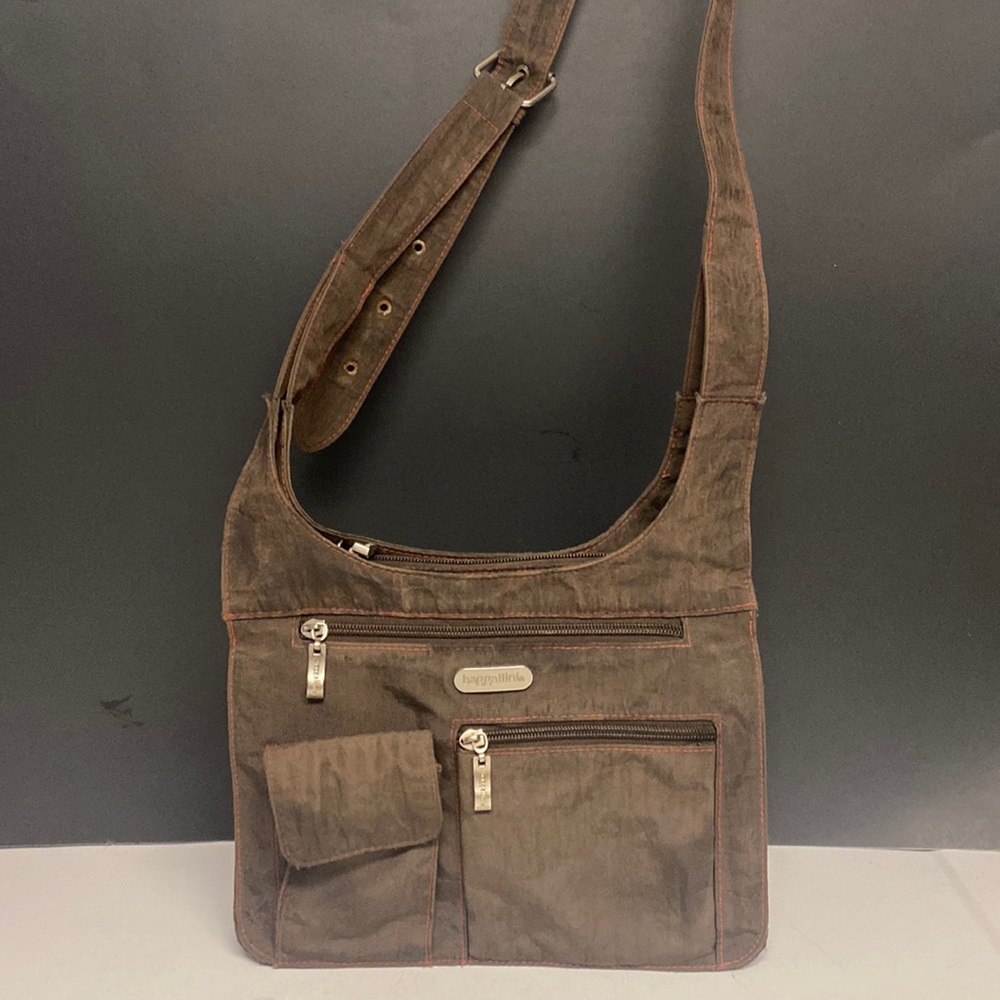 BAGGALLINI Brown Nylon Adjustable Crossbody Purse